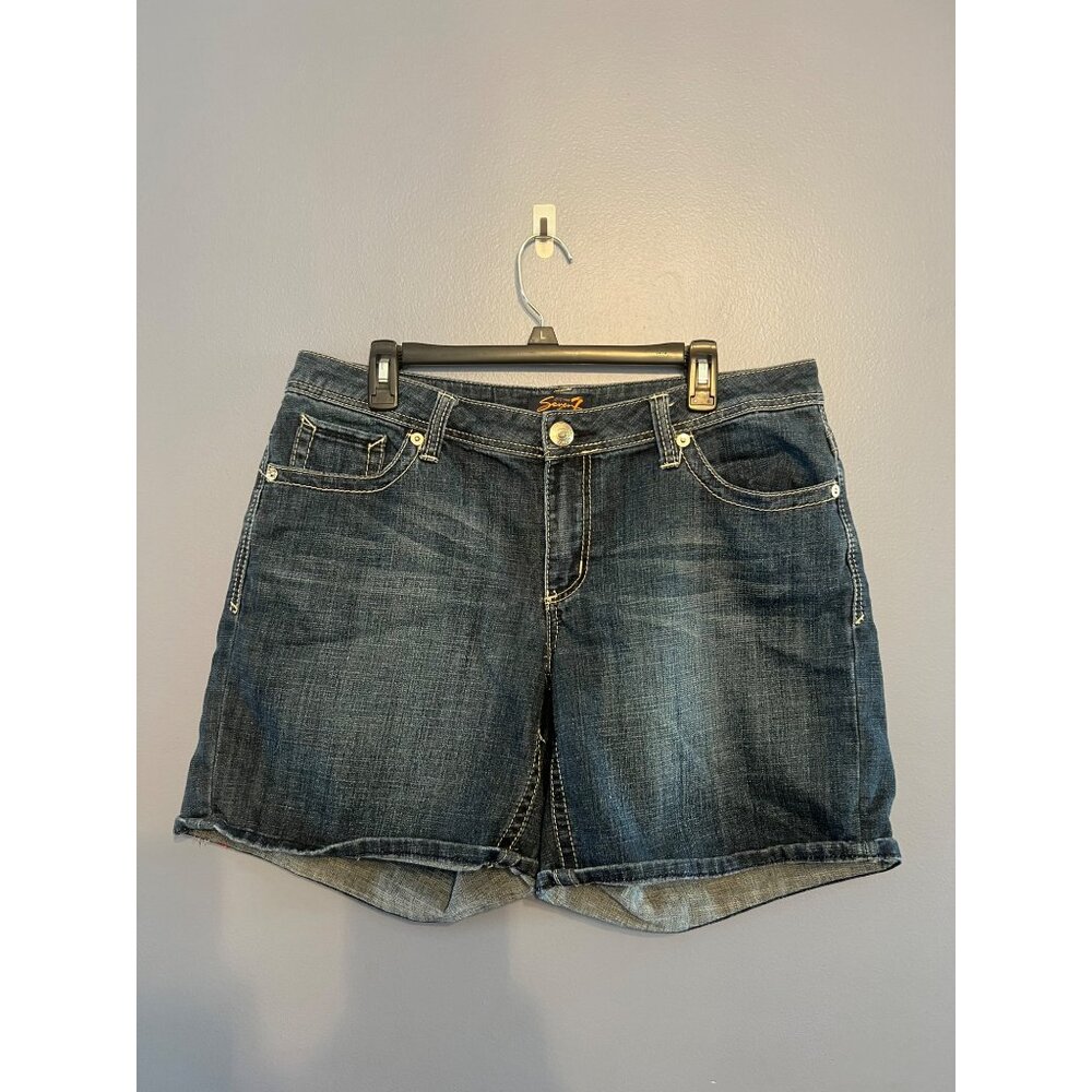 Women’s Seven 7 Luxe Jean Shorts Bermuda 6” Inseam Size 16 Mid Rise